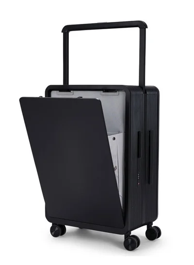 ليمرا شنطة سفر حديثة تحتوي على خانتين مصنوع من مادة بولي كربونات مخصصة لقمرة الطائرة مقاس 20 بوصة لون أسود